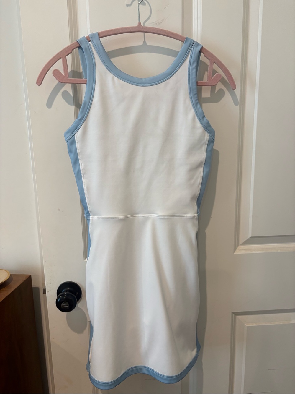 Beach Riot White Mini Dress with Light Blue Trim